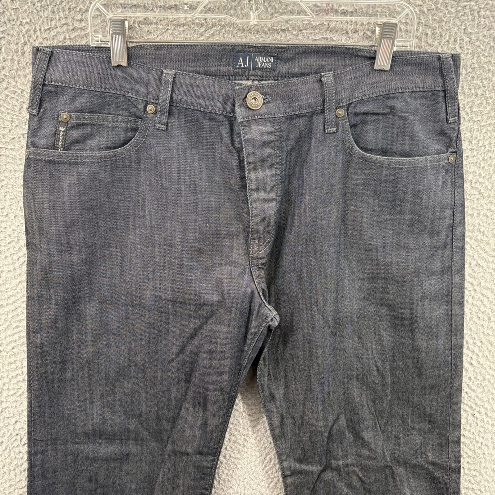 Vintage Armani Jeans Mens 36x31 Blue Dark Wash Denim Button Fly Trouser Pants